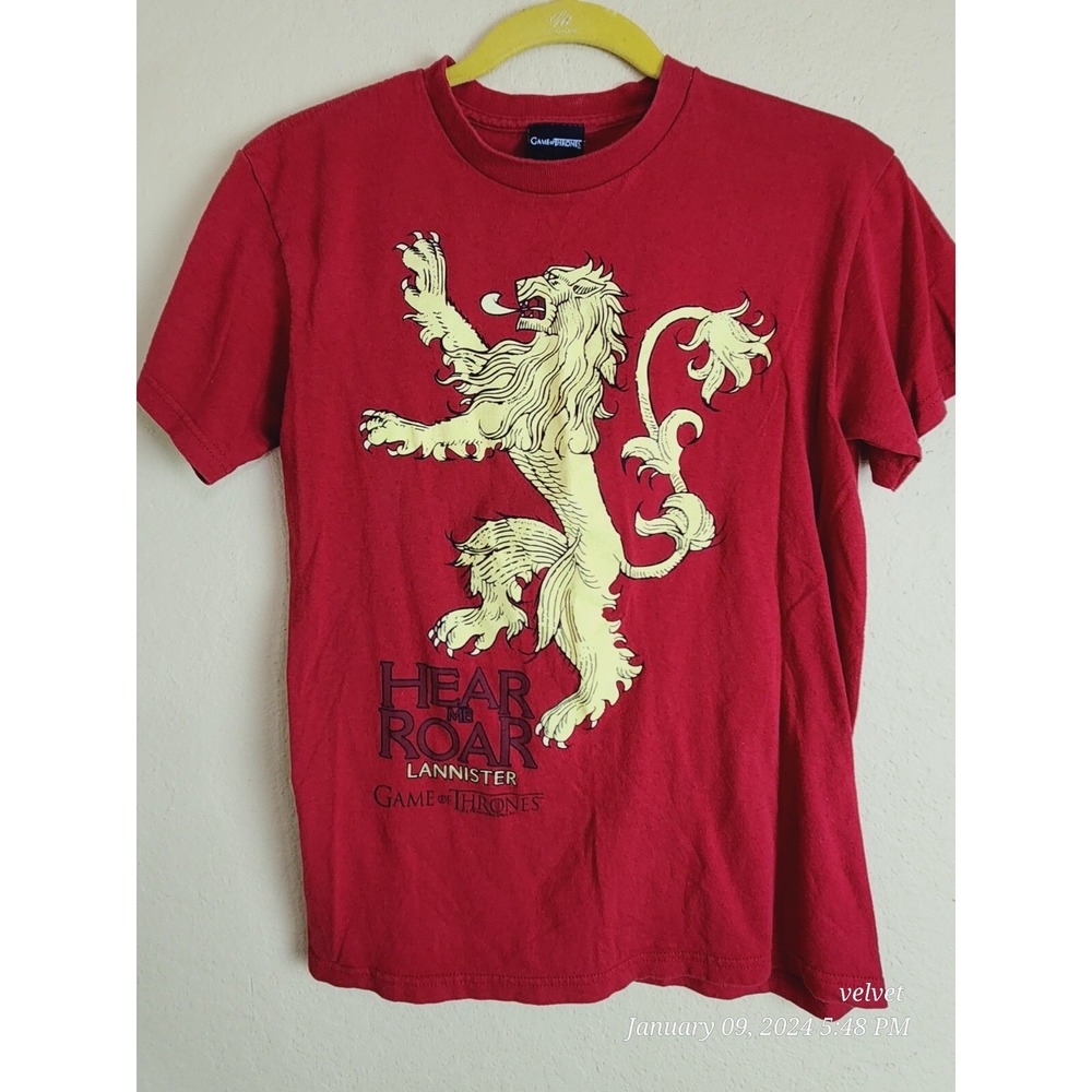 Game of Thrones Lannister Hear Me Roar Red Graphic T-Shirt Small Fifth Sun HBO